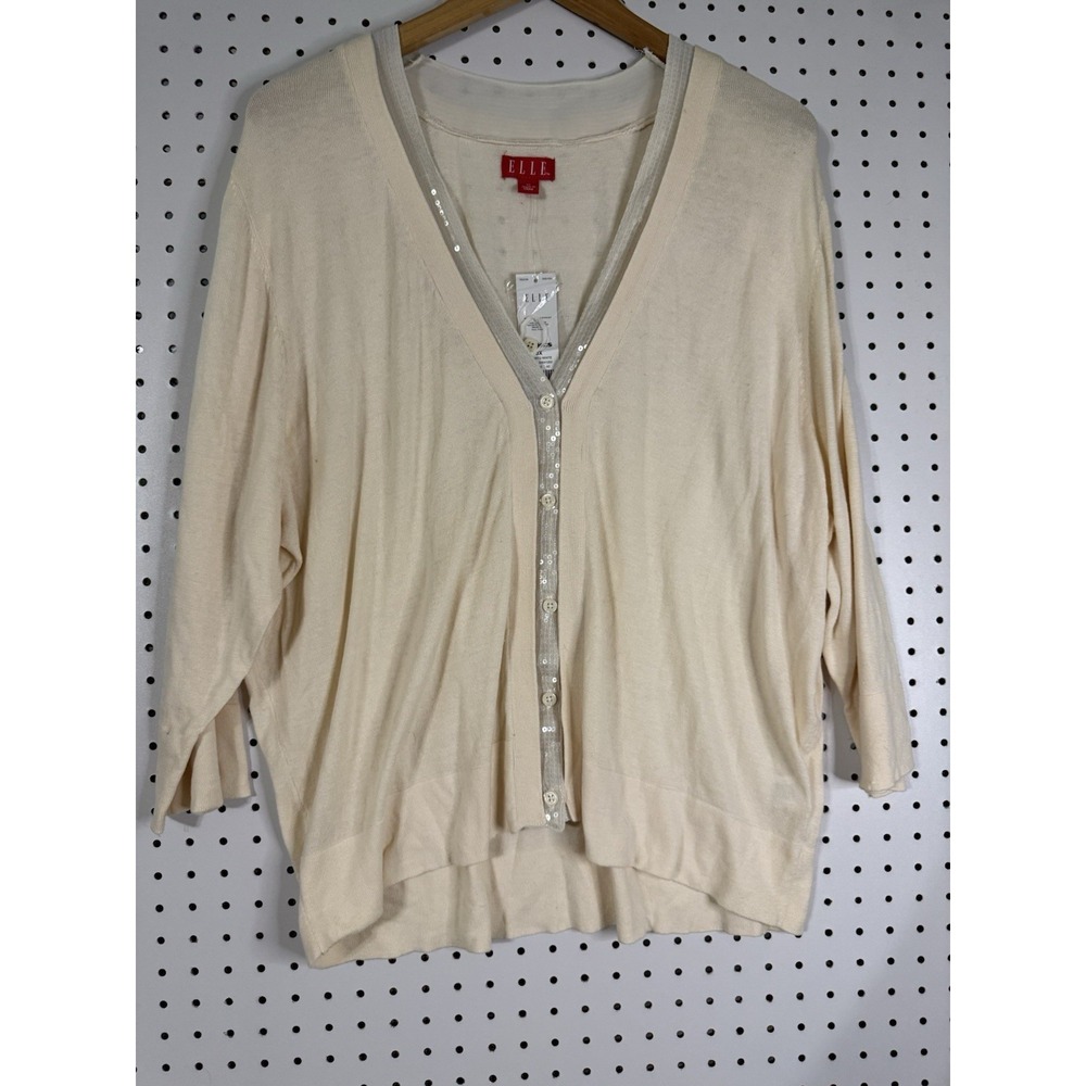 Elegant Ivory Sequined 3x Sweater Light Fairy Like